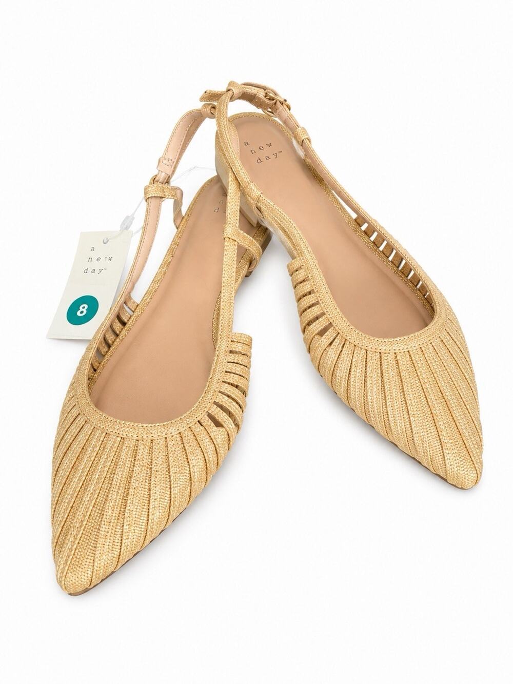 A New Day Marisol Women’s Flats Size 8 Natural Beige Memory Foam Pointed Toe